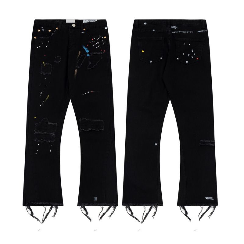 Men's Clothing Retro Old Ink Splash Tide High Street Vibe Straight Wide Leg Jeans Men_viptrois.com