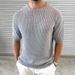Men's Clothing Summer New Knitted T Shirt Hollow Round Neck Short Sleeve Thin Top Outdoor Men's Clothing_viptrois.com
