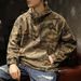 Camouflage Autumn Winter Workwear Hooded Coat Sweatshirt Retro American Style Casual Loose Half-Zip Functional Jacket_viptrois.com