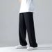 Men's Clothing Ice Silk Pants Men's Summer Thin Ins Drape Straight Trousers Men And Women The Same Style Solid Color Wide Leg Casual Pants_viptrois.com
