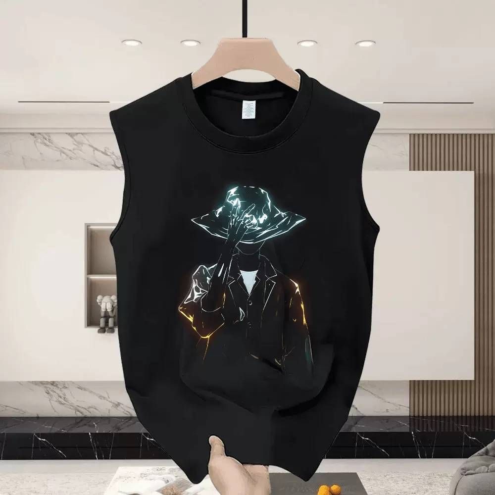 2025 New Sleeveless Base Vest Men's Trendy Brand Sports Short Sleeved T-shirt Loose Top_viptrois.com