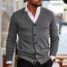 Men's Sweater Coat, Autumn And Winter New Knitted Sweater, Men's V-neck Long-sleeved Slimming Cardigan, Sweater_viptrois.com