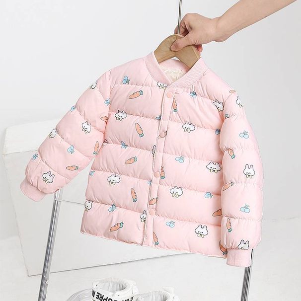 Children's Clothing Girls And Children's New Round Neck Thick Padded Outerwear Warm Padded Jacket_viptrois.com