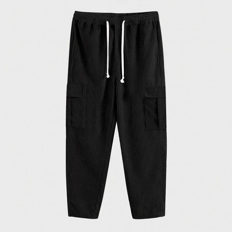 Men's Trousers Corduroy Trousers Men's Autumn Loose Straight Wide-leg Trousers Solid Color Multi-pocket Men's Casual Trousers_viptrois.com