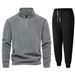 Men's Fleece Zip-Up Jacket - Stand Collar Winter Pullover With Soft Brushed Lining (Black, Cream, Sky Blue, Gray)_viptrois.com