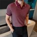 Men's Clothing Men's Summer Ice Silk Shirt Seagull Collar Color Block Hollow Out Contrast Pullover T-Shirt Knitwear Old Money Elite_viptrois.com
