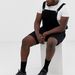Men's Clothing Large Size Retro Men's Denim White Black Circle Shorts One Piece Overalls_viptrois.com