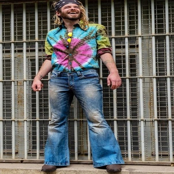 Loom European Station INS Punk Style Denim Blue High Waist Embroidered Vintage Men's Flared Pants Casual Versatile_viptrois.com