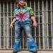 Loom European Station INS Punk Style Denim Blue High Waist Embroidered Vintage Men's Flared Pants Casual Versatile_viptrois.com