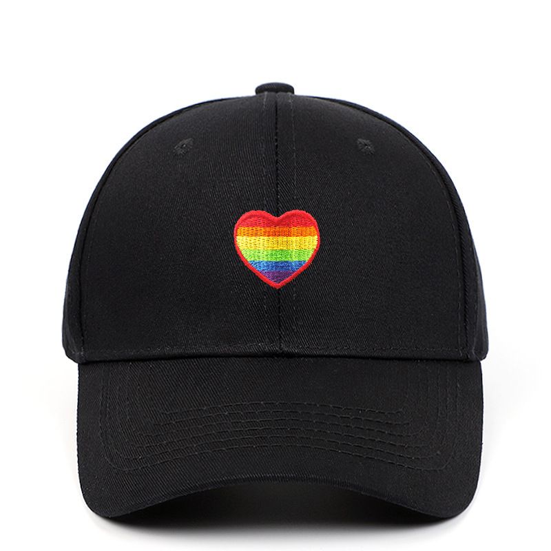 Rainbow Heart Embroidered Baseball Cap Peaked Cap Sun Hat Outdoor Sports Cap_viptrois.com