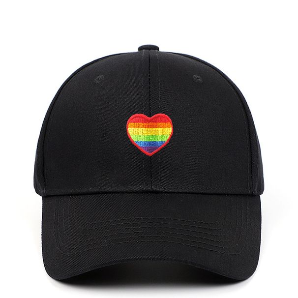 Rainbow Heart Embroidered Baseball Cap Peaked Cap Sun Hat Outdoor Sports Cap_viptrois.com