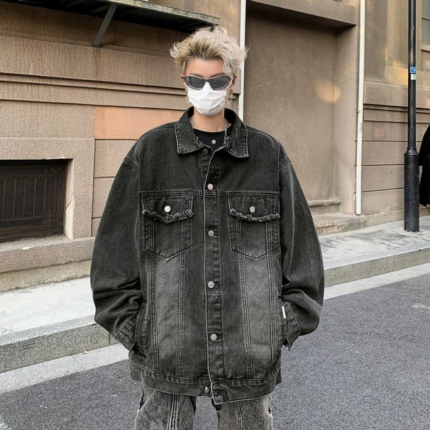 Loom 2024 New Men's Denim Spring Autumn Washed Vintage Cool Design Trendy Brand European American Street Style Jacket_viptrois.com