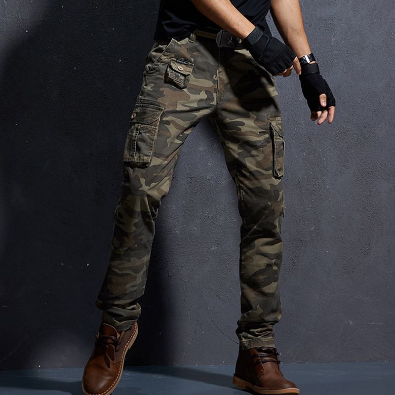 Premium Products Premium Products Men's Slim Fit Camouflage Oversized Workwear Pants, Men's Trendy Multi Bag Loose Pants_viptrois.com