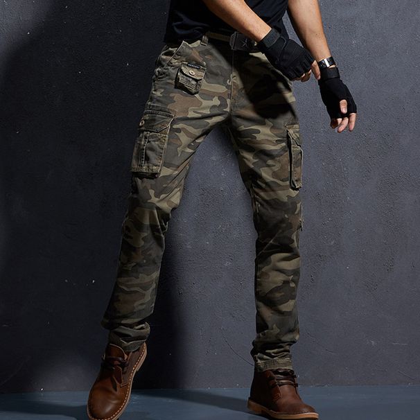 Premium Products Premium Products Men's Slim Fit Camouflage Oversized Workwear Pants, Men's Trendy Multi Bag Loose Pants_viptrois.com