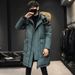 Pure Cross-Border Foreign Trade Mid-Length Down Jacket For Men Winter Large Fur Collar Workwear Over-the-Knee Thickened Warm_viptrois.com