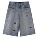 Men's American Retro Puppy Embroidered Denim Shorts New Summer Style Loose Oversized Relaxed Five Point Shorts_viptrois.com