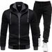 Men's Hooded Zip-Up Sweatshirt Set Spring Casual Slim Fit Fleece-Lined Pullover With Long Pants_viptrois.com