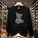 Men's Korean Style Bear Print Sweatshirt – Crew Neck Long Sleeve Pullover, Soft & Stylish Casual Top_viptrois.com