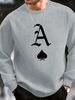 Spring And Autumn Men's Casual Loose Simple Fashion A Letter Print Round Neck Long Sleeve Hoodie_viptrois.com