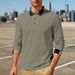 Men's Relaxed Fit Jacquard Polo Shirt – Breathable Long Sleeve Golf & Casual Wear For Fall Relaxed Fit Freedom_viptrois.com