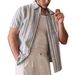 Men's Clothing Summer New Retro Texture Striped Casual Short Sleeved Shirt For Commuting_viptrois.com