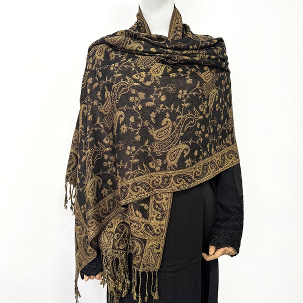 Muslim headscarf Vintage Fringe Cashew Ethnic Style Cape Dual Use Travel Outside To Match Women's Scarf_viptrois.com