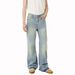 Men's Clothing Korean Street Style Distressed Tie Dye Cleanfit All Match Slightly Flared Washed Jeans Trend_viptrois.com