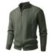 Men's Jacquard Knit Cardigan – Stand Collar Long Sleeve Sweater (Grey/Black/Light Khaki/Dark Khaki/Dark Brown)_viptrois.com