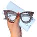 New Personalized Cat Eye Handmade Gravel Glasses Female Trendy Decorative Sunglasses Big Face Slimming Flat Glasses Net Celebrity_viptrois.com