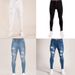 Men's ClothingNew Men's Pants Autumn White Ripped European And Black Slim High Waist Jeans Men's Wear_viptrois.com