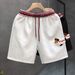 Men's Style Dachshund Embroidered Five Point Pants Summer Color Blocking Retro Loose Fit Casual Sports Shorts_viptrois.com