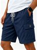 Men's Casual Cotton Linen Shorts Elastic Waist Drawstring Summer Quick Drying Fabric Straight Leg With Pockets_viptrois.com