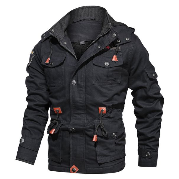 Winter Casual Large Size Hooded Men's Jacket Fleece Thickened Medium And Long Jacket_viptrois.com