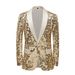 Men's Clothing Solid Color Fashion Sequins Slim Long Sleeved Youth Green Fruit Collar Casual Suit Jacket_viptrois.com