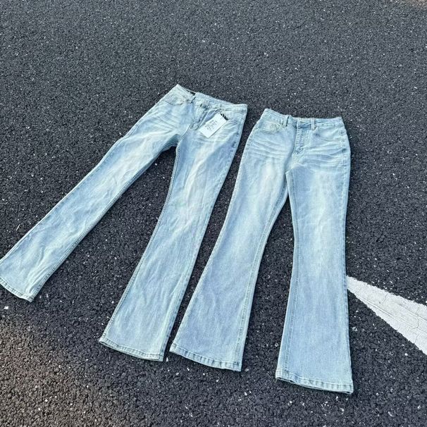 Men's Vintage Washed Denim Pants – Oversized Skateboard Fit With Workwear Styling (Relaxed Straight Leg, Distressed Finish, S-3XL)_viptrois.com