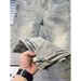 Men's Trendy Slim Fit Stretch Casual Trousers High Street Retro Distressed Washed Jeans Zipper Hem_viptrois.com