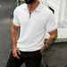Men's Zippered Polo Shirt With Jacquard Detailing – Breathable Polyester Casual T-Shirt With Chest Pocket | Relaxed Fit Short-Sleeve Top_viptrois.com