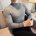 High-Quality Autumn Winter Half Turtleneck Stretch Long Sleeve Cotton Slim Fit Mid-Neck T-Shirt Korean Style Men's White_viptrois.com