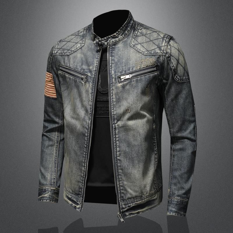 Men's Clothing Stand Up Collar Motorcycle Jacket Retro Handsome_viptrois.com