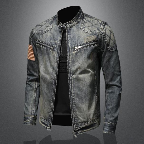 Men's Clothing Stand Up Collar Motorcycle Jacket Retro Handsome_viptrois.com