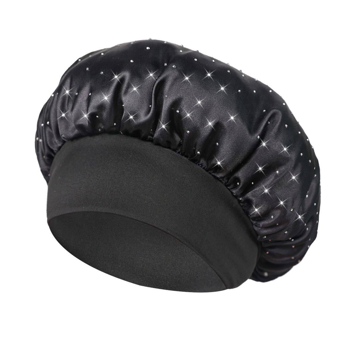 New Full Diamond Satin Sleeping Cap Wide Brim Elastic Hair Care Cap All Match Hot Diamond Chemotherapy Cap Wash And Shower Cap_viptrois.com