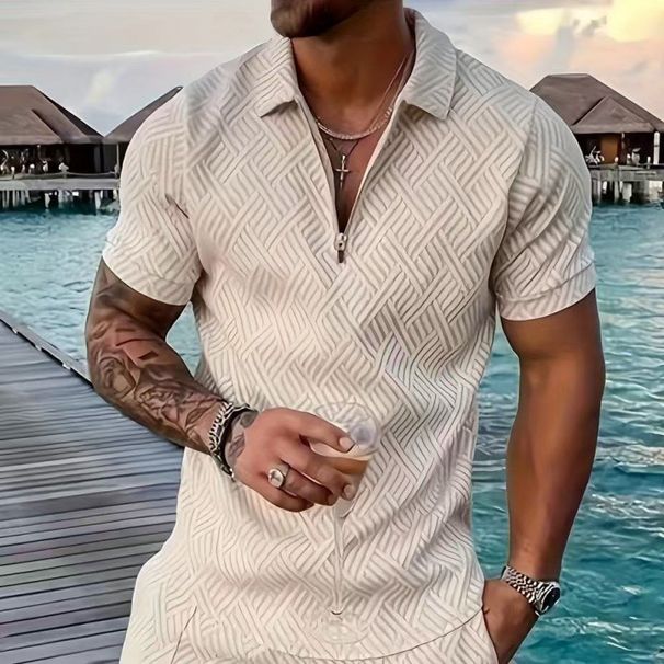 Summer Men's New Trendy Brand Random Print Fashion Two-Piece Casual Loose Short Sleeve Shorts Set_viptrois.com