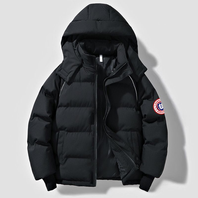 Men's Clothing Men's Raglan Sleeve Down Cotton Jacket With US Shield Print, Casual American Style Cropped Cotton Coat_viptrois.com