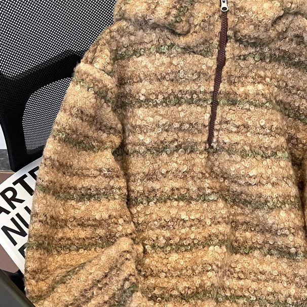 New autumn and winter cardigan sweater, retro casual and lazy style, V-neck knitted sweater, men's solid color jacket_viptrois.com