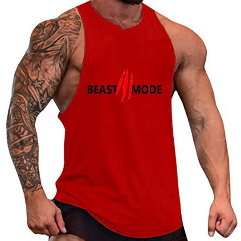 Men's Clothing Exercise Casual Letters Sports Waistcoat Fitness Vest_viptrois.com