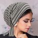 striped long tailed bandage headscarf hat chemotherapy cap wavy pattern ladies hat_viptrois.com