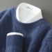 Nordmann Winter 100% Pure Wool Sweater For Men, Round Neck, Thick Jacquard Solid Color Sweater, Business Casual Cashmere Knitted_viptrois.com