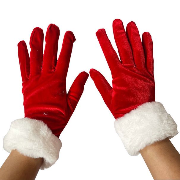 Christmas sock Short canary and white wool gloves Christmas gala ceremonial performance gloves Winter gloves_viptrois.com
