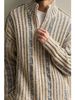 American Style Color-Block Half-Zip Knitted Sweater For Men, Autumn And Winter Thickened Lazy Warm Jacket Trendy_viptrois.com