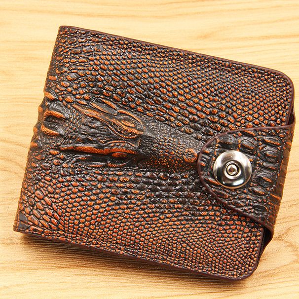 Men's Wallet Fashion Crocodile Wallet Men's Short Coin Personality Hipster Magnetic Buckle Wallet_viptrois.com